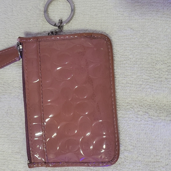 Coach Accessories - Coach Embossed Mauve Pink Patent Leather Card Holder with Key Chain